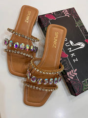 Nageena Multi Stone Slippers - Spunkz