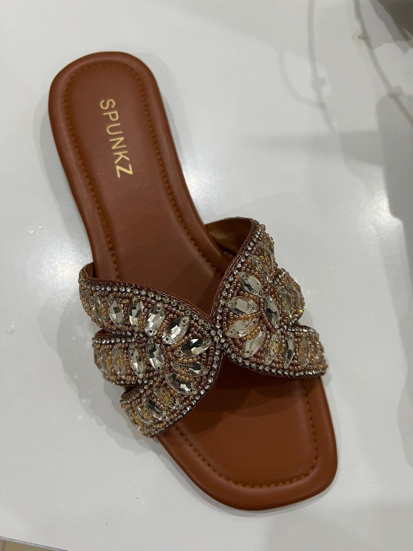 Embellished Slippers (Brown)