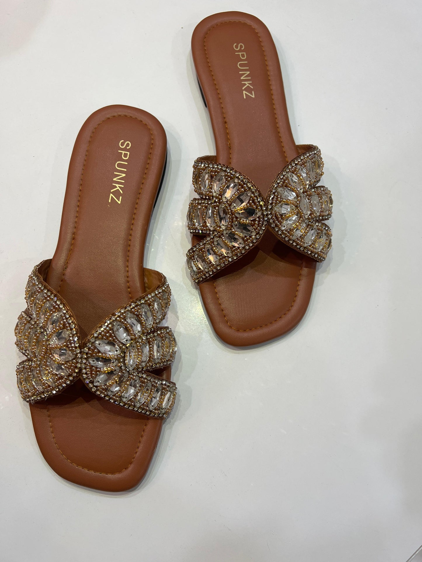 Embellished Slippers (Brown)