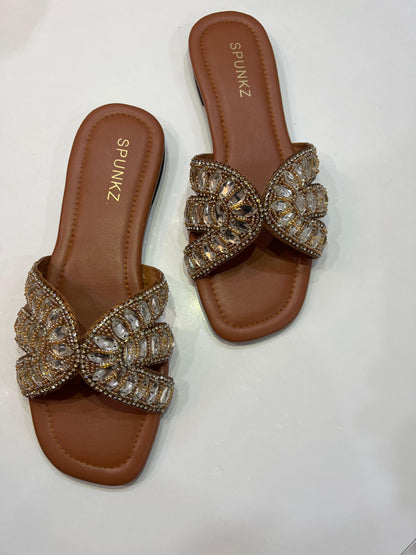 Embellished Slippers (Brown)