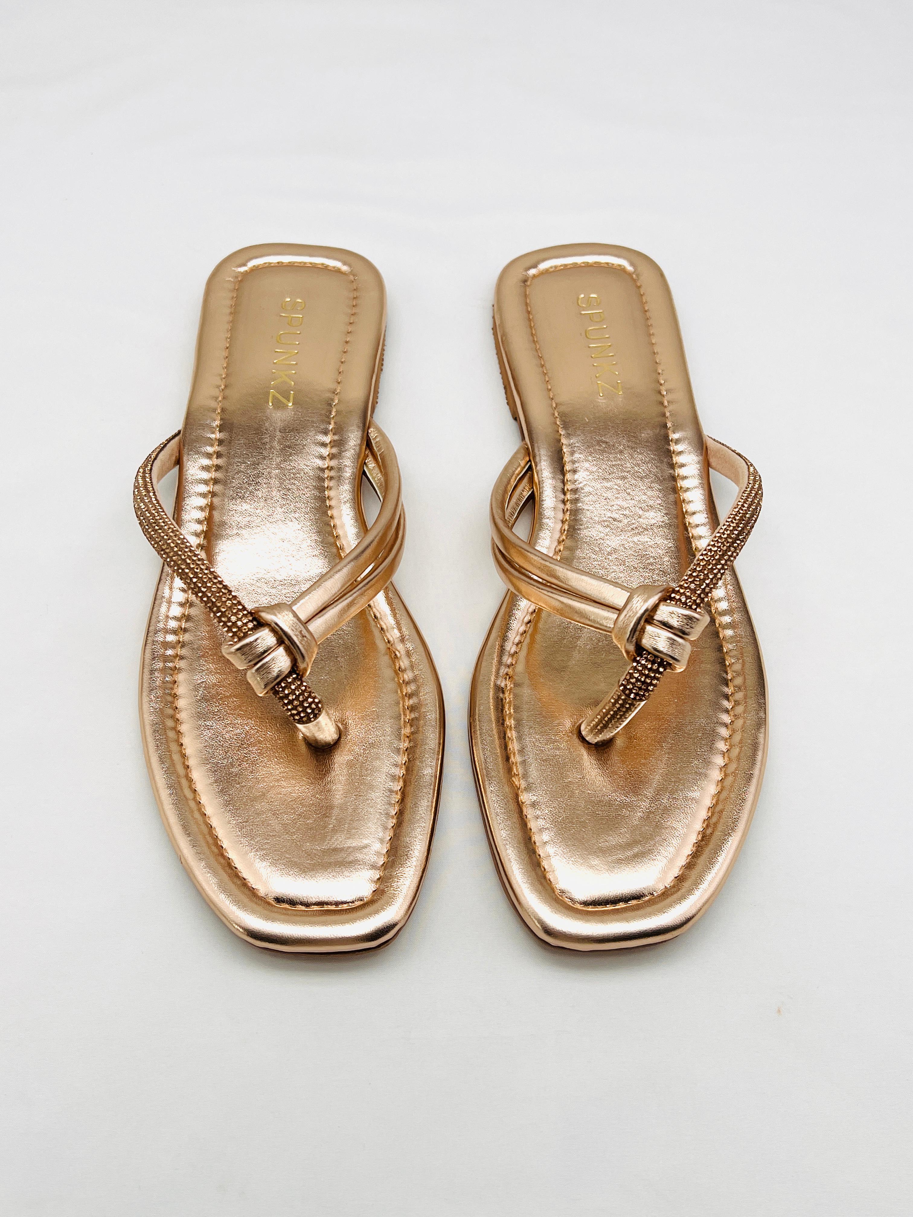 Fancy Flat Chappal (Golden)