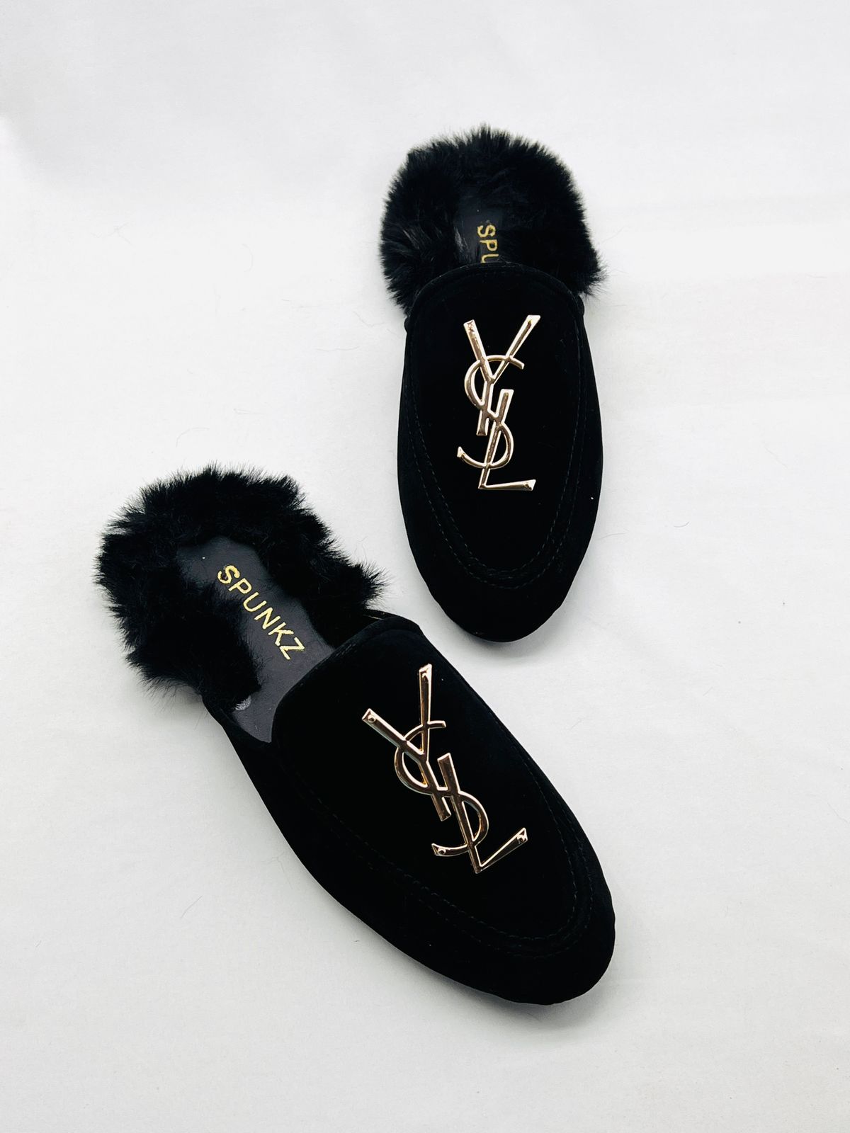 Spunkz YESL Black Velvet Flat Mules - Spunkz