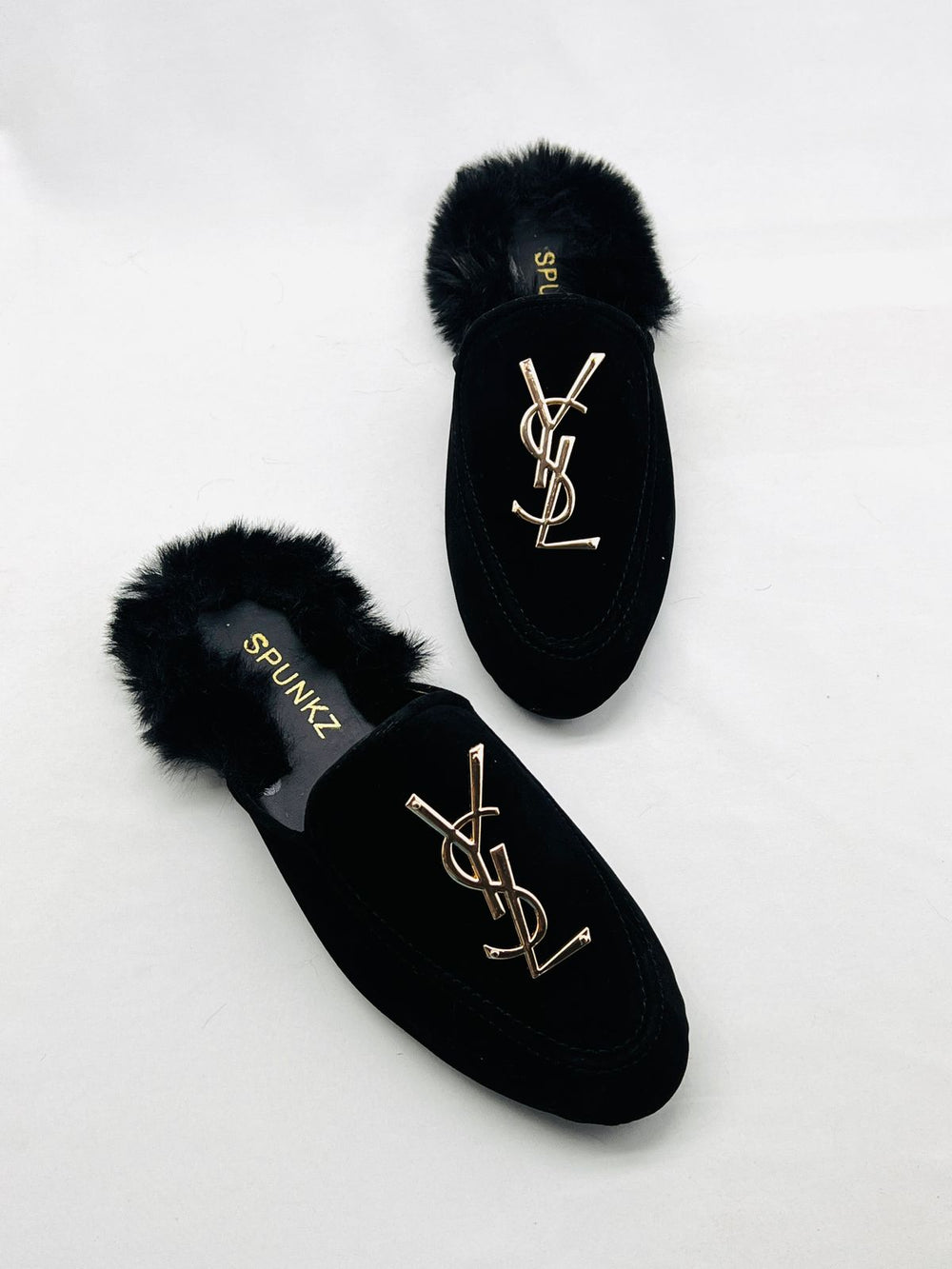 Spunkz YESL Black Velvet Flat Mules - Spunkz