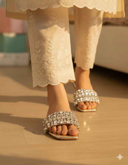 Zzara Gold Slippers