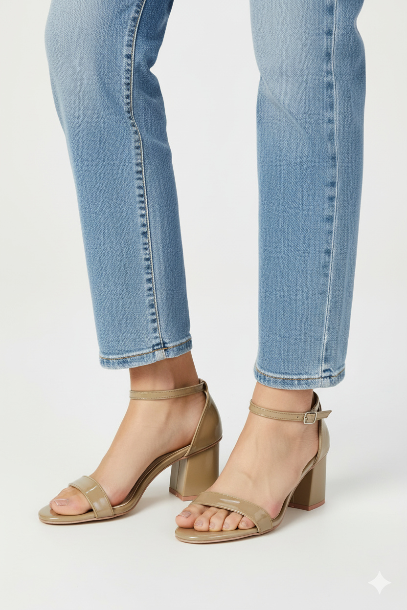 Liza Nude Block Heel Sandals (11031)