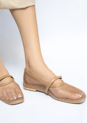 Fishnet Beige Ballet Pumps 90033