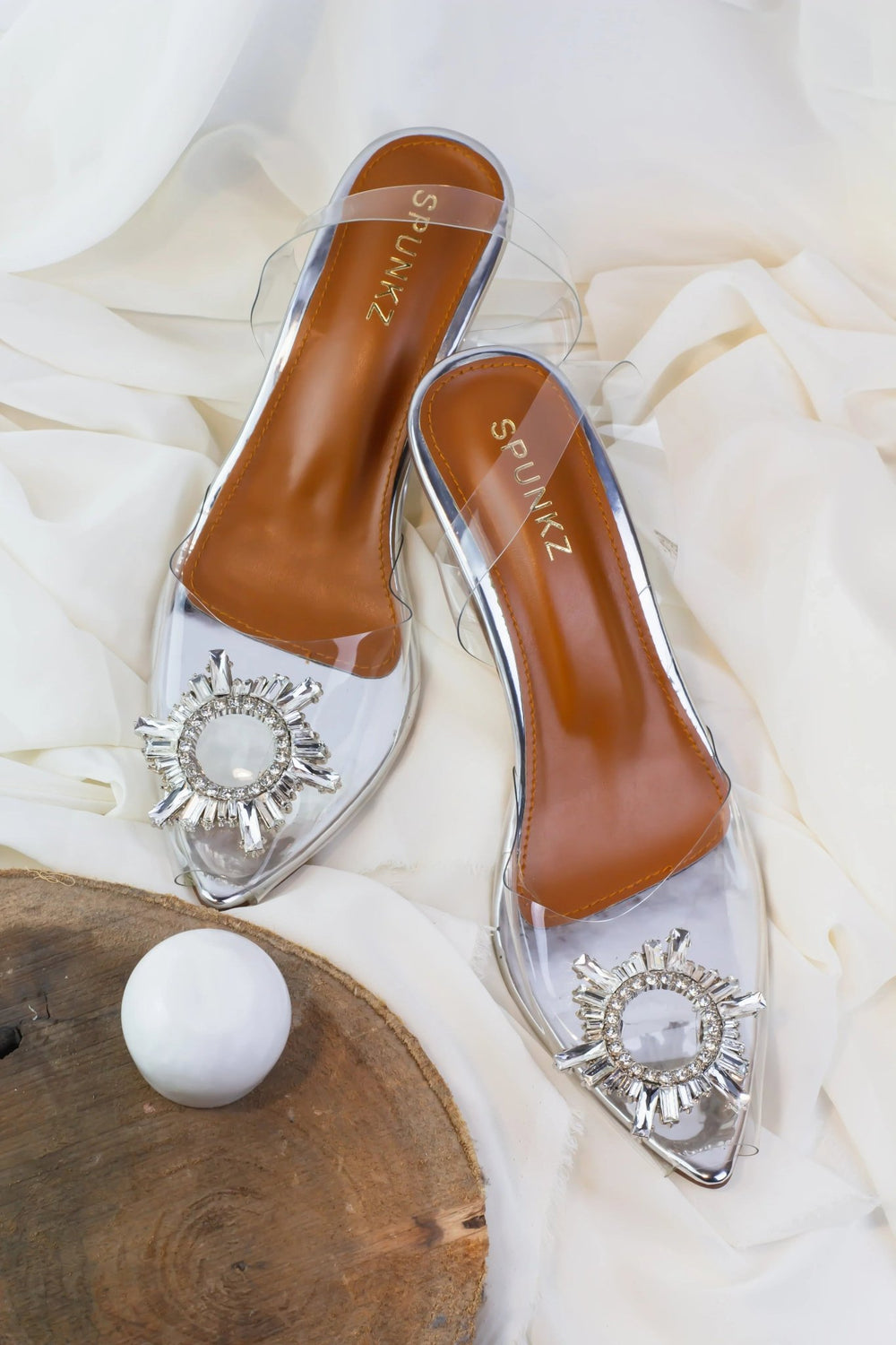Transparent Cinderella Heels (Silver) - Spunkz