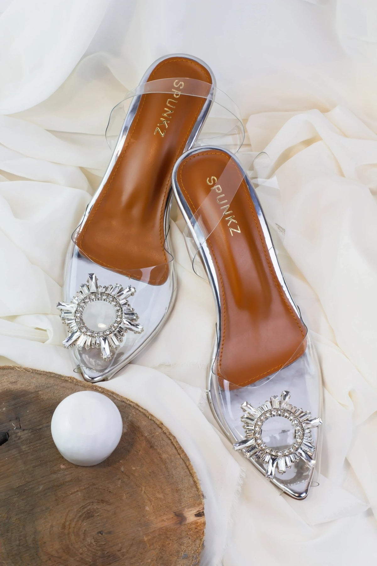 Transparent Cinderella Heels (Silver) - Spunkz