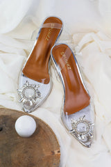 Transparent Cinderella Heels (Silver) - Spunkz