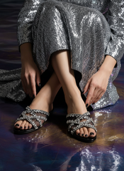 Sitara Black Flat Slides