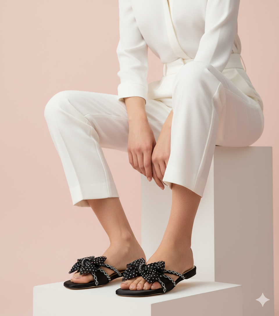 Black Sunshine Flat Slippers