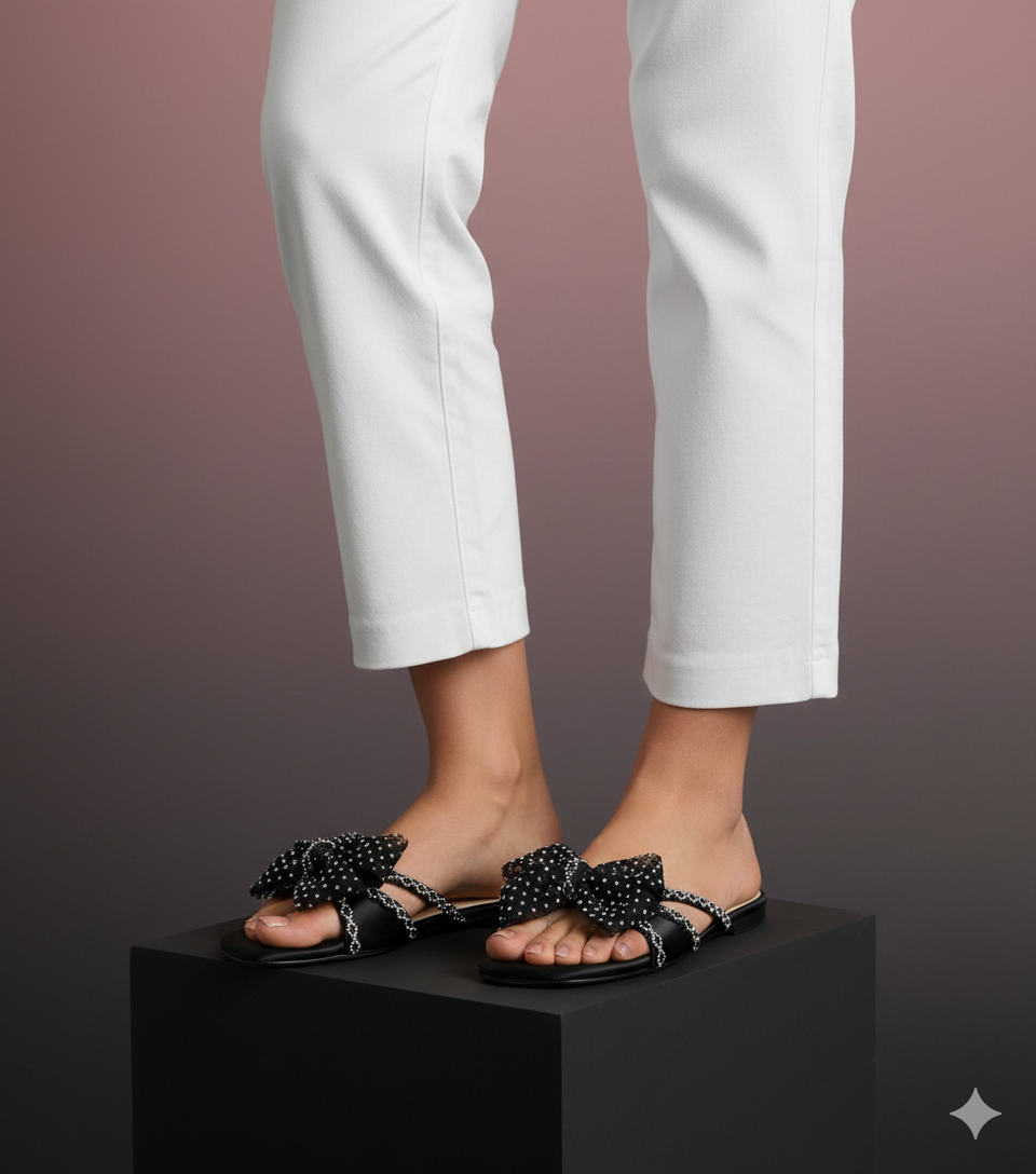 Black Sunshine Flat Slippers