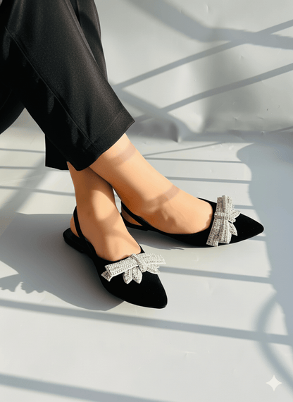 Black Slingback Flat Shoes (12000) - Spunkz