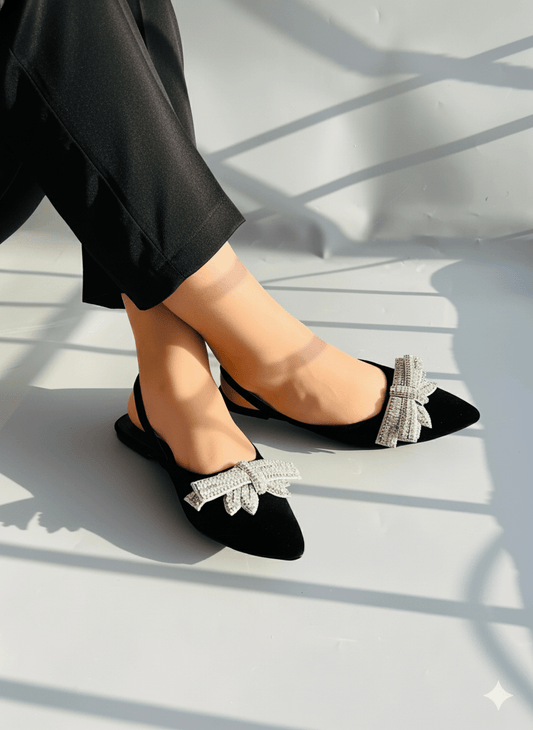 Black Slingback Flat Shoes (12000) - Spunkz