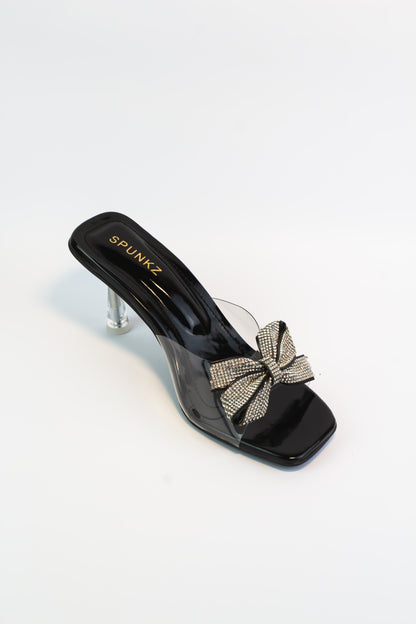 Fiona Transparent Bow Kitten Heel - Spunkz