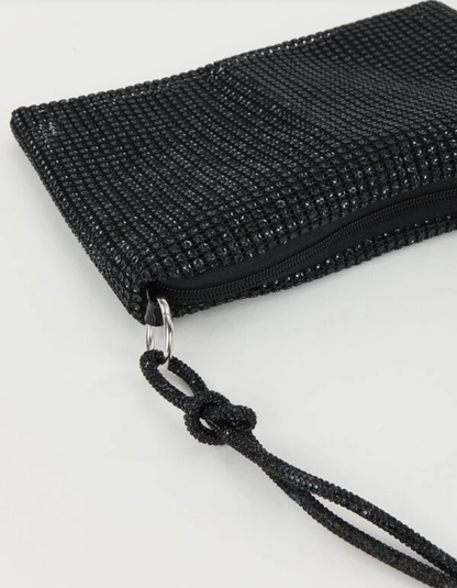 Black Rhinestone Glitter Crossbody Square Bag - Spunkz