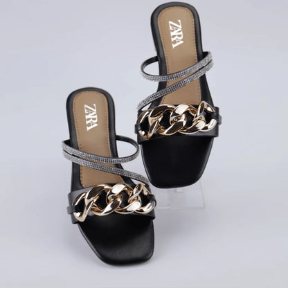 Chain Strap Flat Slides