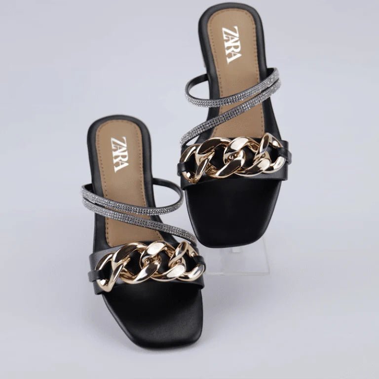 Chain Strap Flat Slides - Spunkz