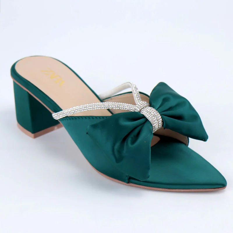 Bow Mesh Block Heel 910386