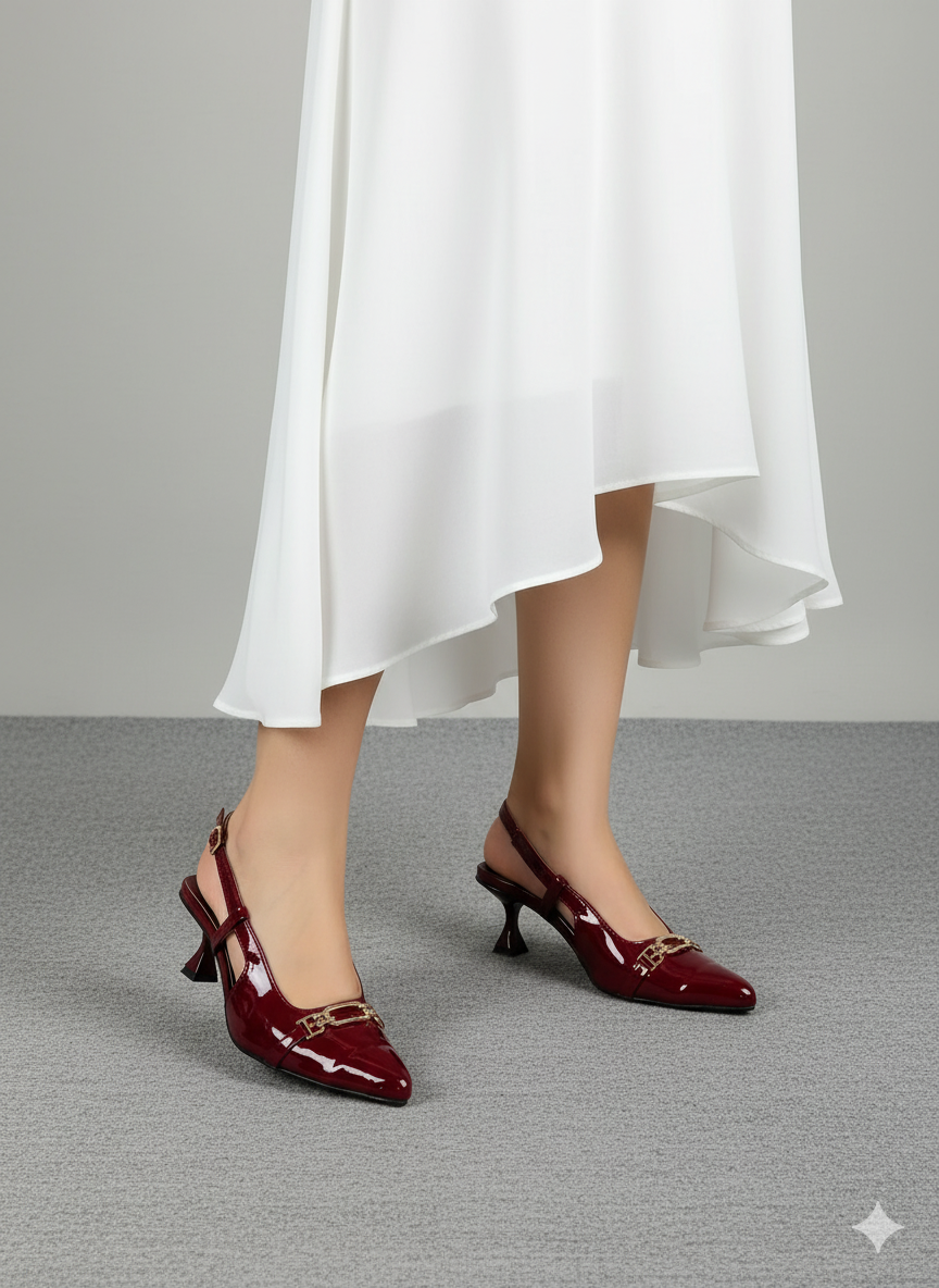 Burgundy Patent Heels