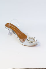 Transparent Cinderella Heels (Silver) - Spunkz