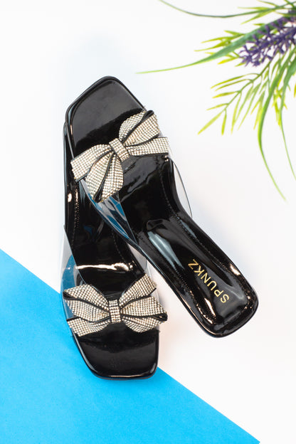 Fiona Transparent Bow Kitten Heel - Spunkz