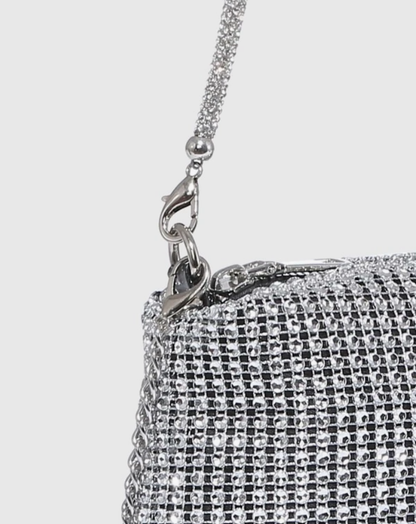 Shiny Mini Rhinestone Decor Chain Square Bag - Spunkz