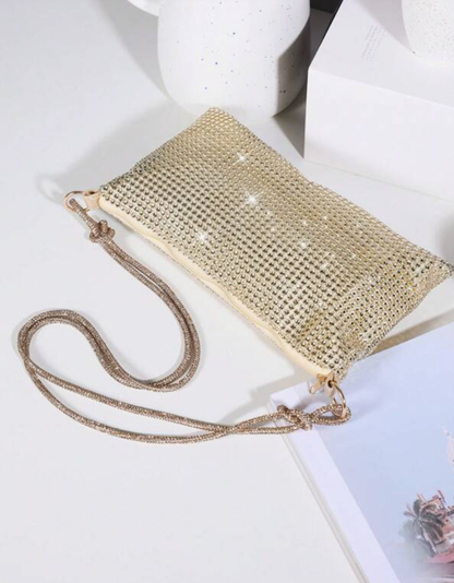 Glitter Bling Shiny Golden Rhinestone Purse - Spunkz