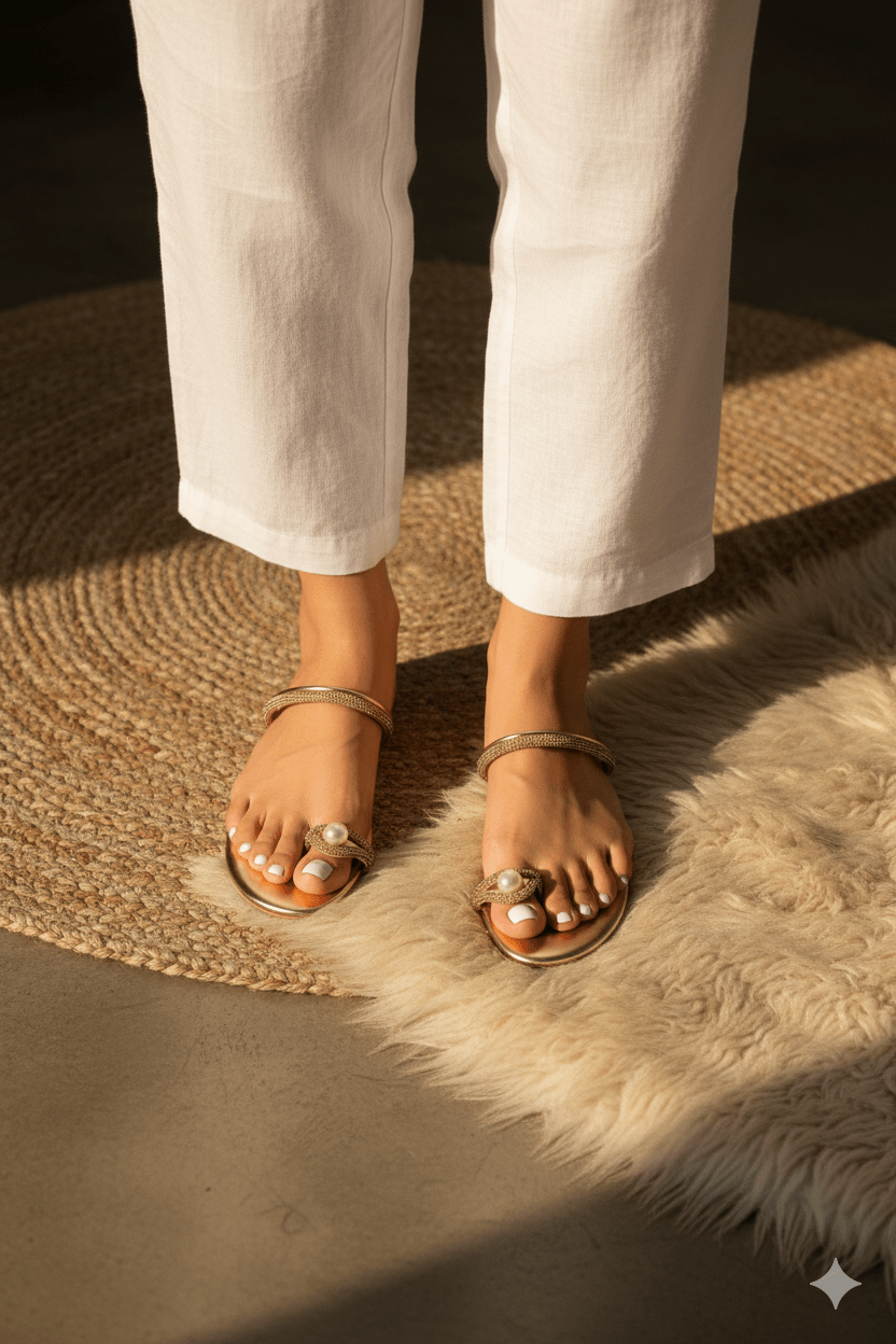 Parisa Gold Slippers (11012) - Spunkz