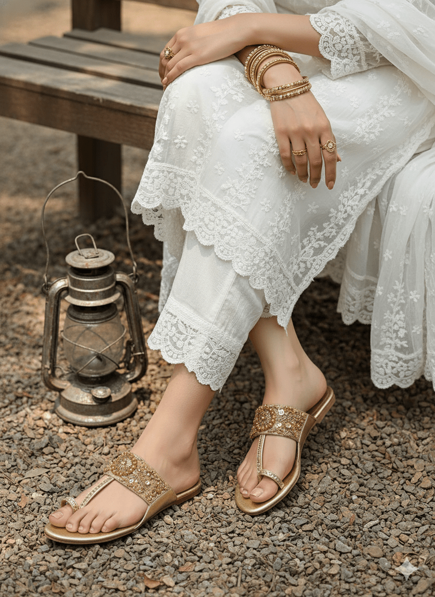 kolhapuri chappal (Golden) - Spunkz