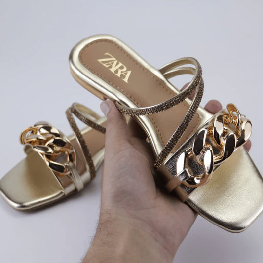 Chain Strap Flat Slides