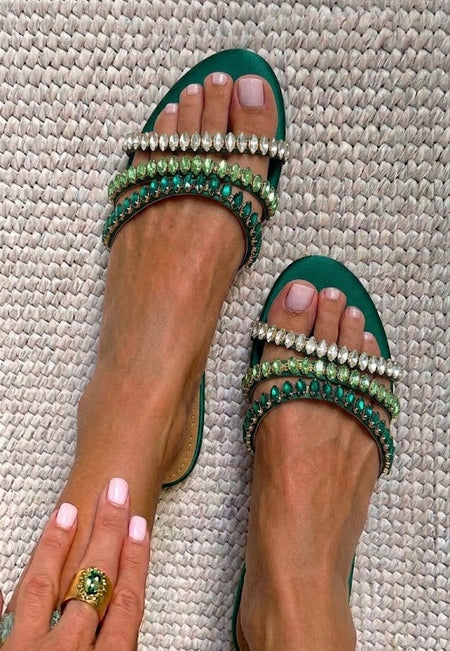 Spunkz Jeweled Flats (Emerald)
