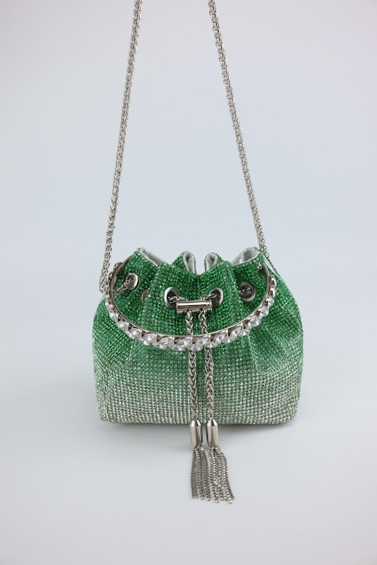 Spunkz Rhinestone Diamond Handle Bucket Bag