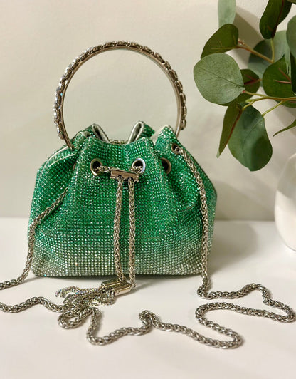 Spunkz Rhinestone Diamond Handle Bucket Bag