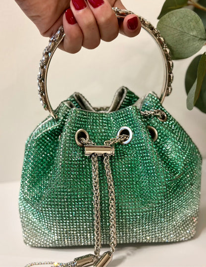 Spunkz Rhinestone Diamond Handle Bucket Bag