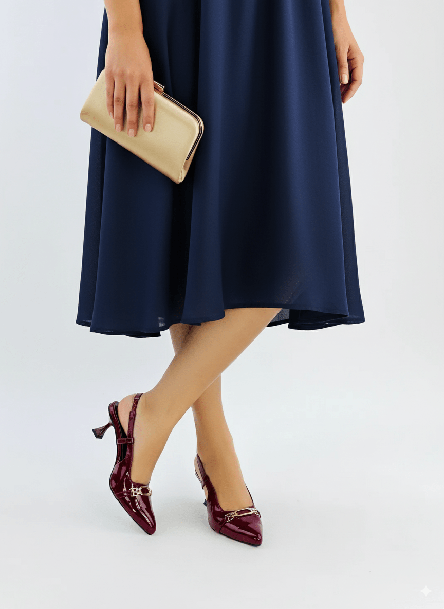 Burgundy Patent Heels - Spunkz