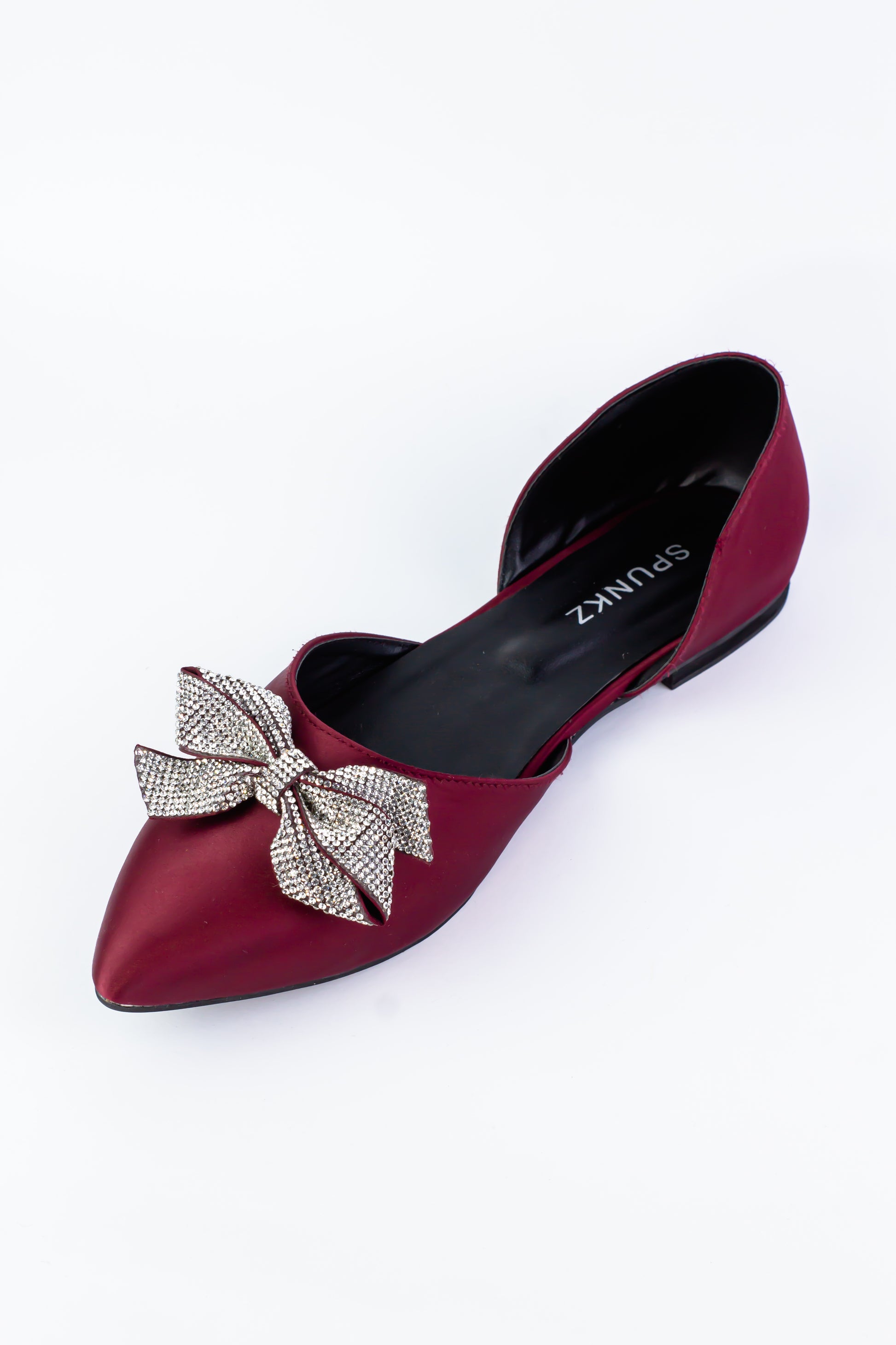 Tanya Rhinestone bow flat pumps - Spunkz