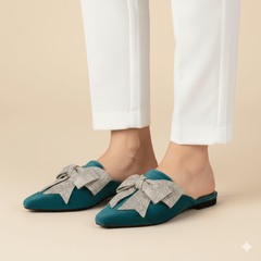 Nile Aqua Flat Mules (11029) - Spunkz