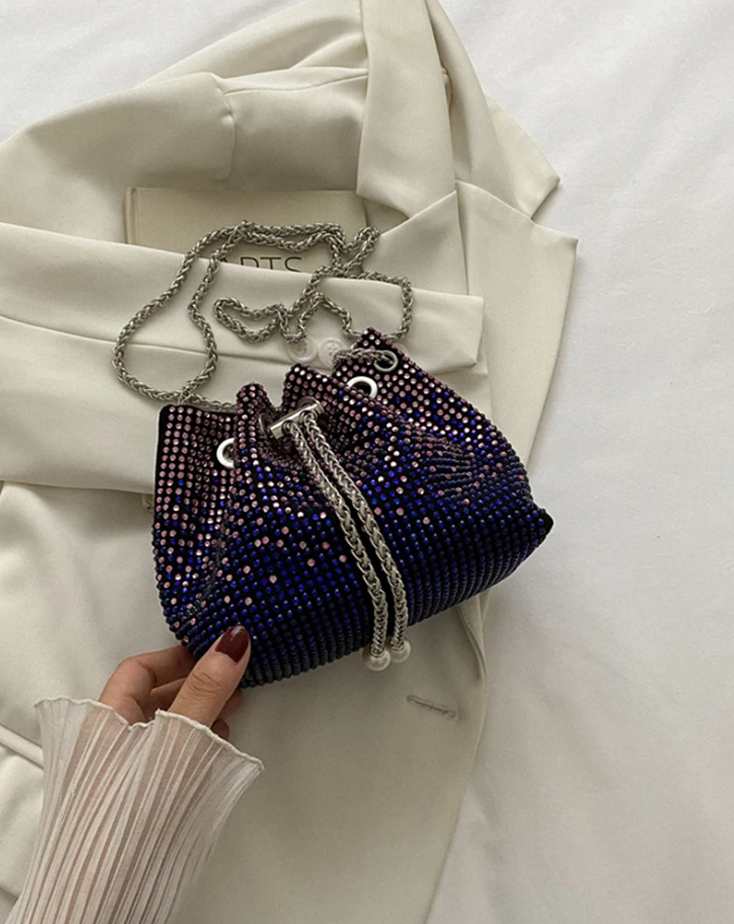 Multi-Color Women Rhinestone Bucket Bag - Spunkz