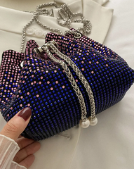 Multi-Color Women Rhinestone Bucket Bag - Spunkz