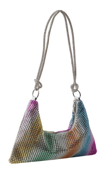 Multi Rhinestone Decor Hobo Bag