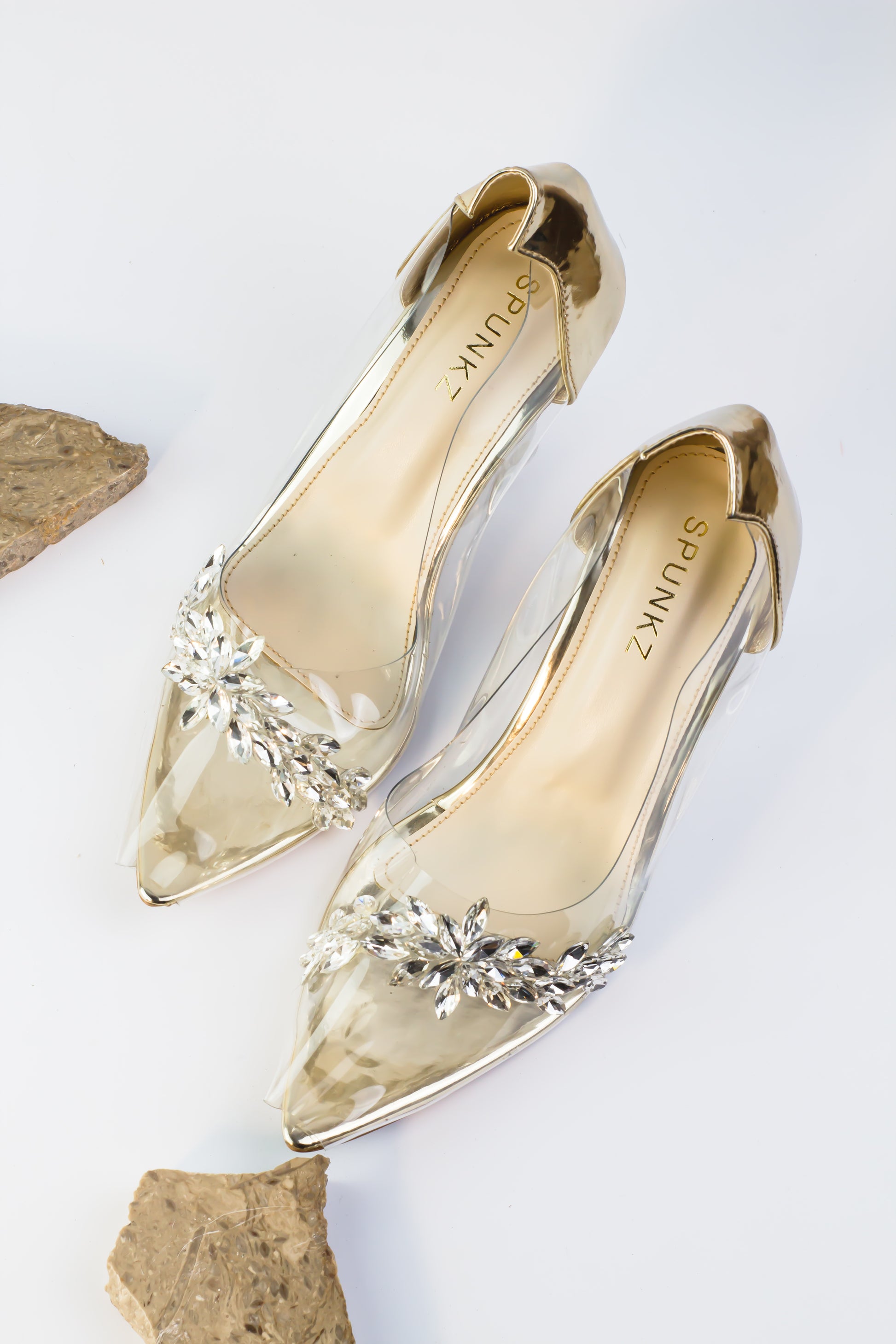 Natalie Clear Heels with Rhinestones - Spunkz