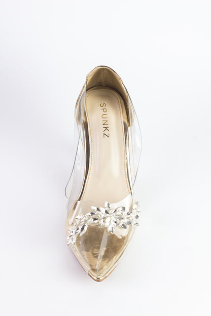 Natalie Clear Heels with Rhinestones - Spunkz