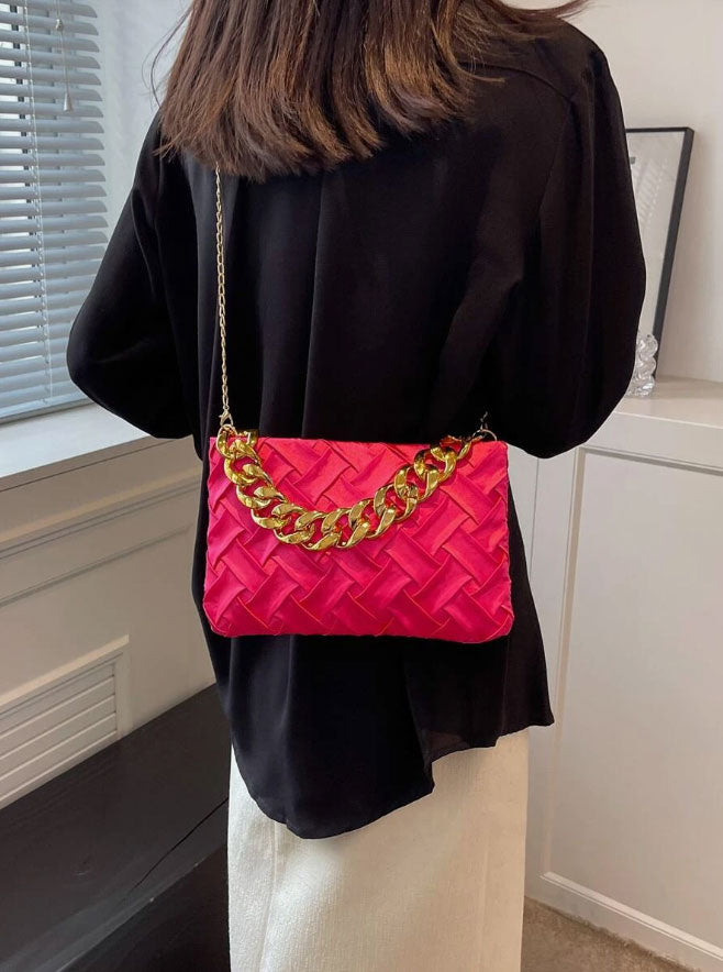 Spunkz Neon Pink Braided Detail Chain Square Bag - Spunkz