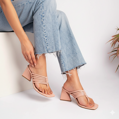 Multi Straps Heels (Pink)