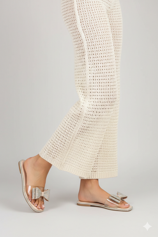 Shimmery Pink Bow Flats (11055)
