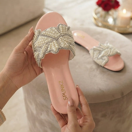 Pink Pearls Flat Slides