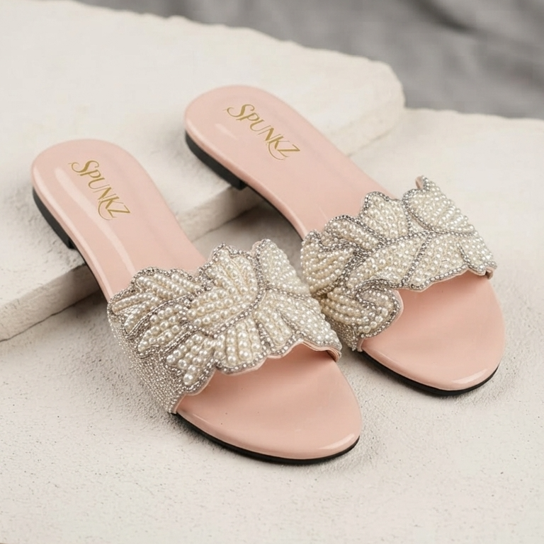 Pink Pearls Flat Slides
