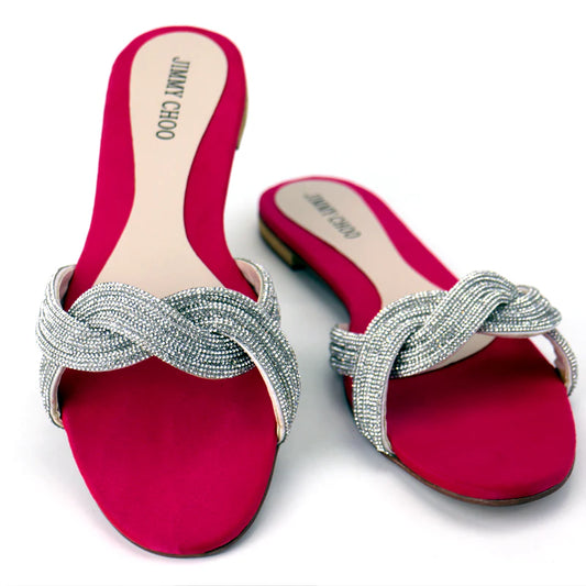 Rhinestone Strap Slippers