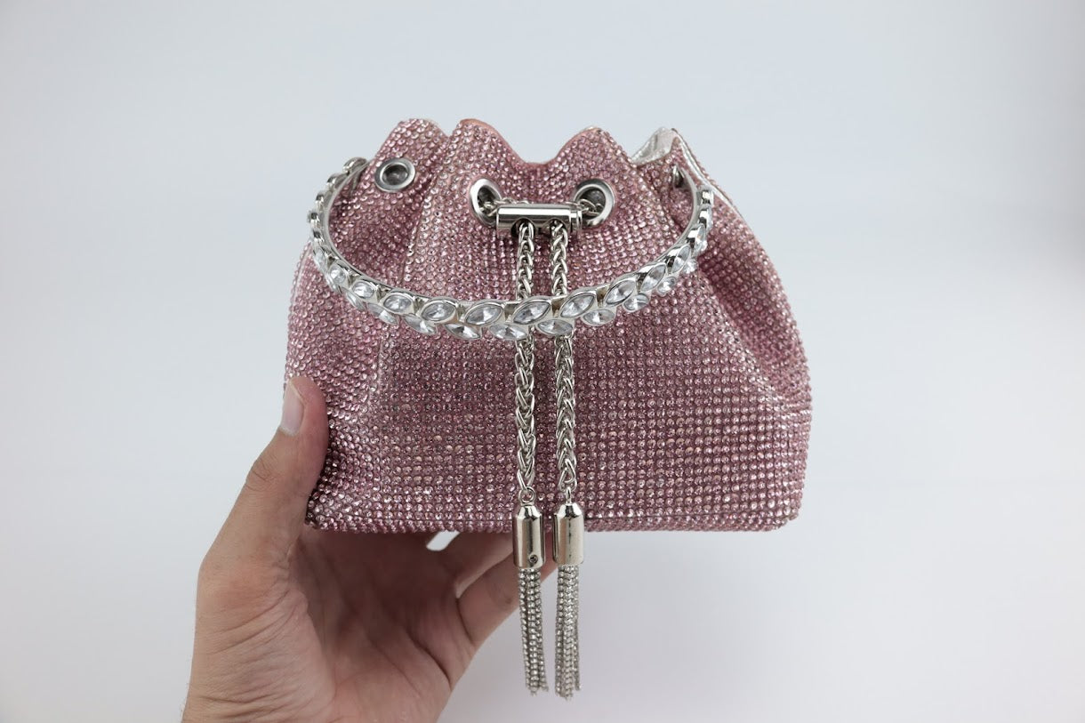 Spunkz Rhinestone Diamond Handle Bucket Bag